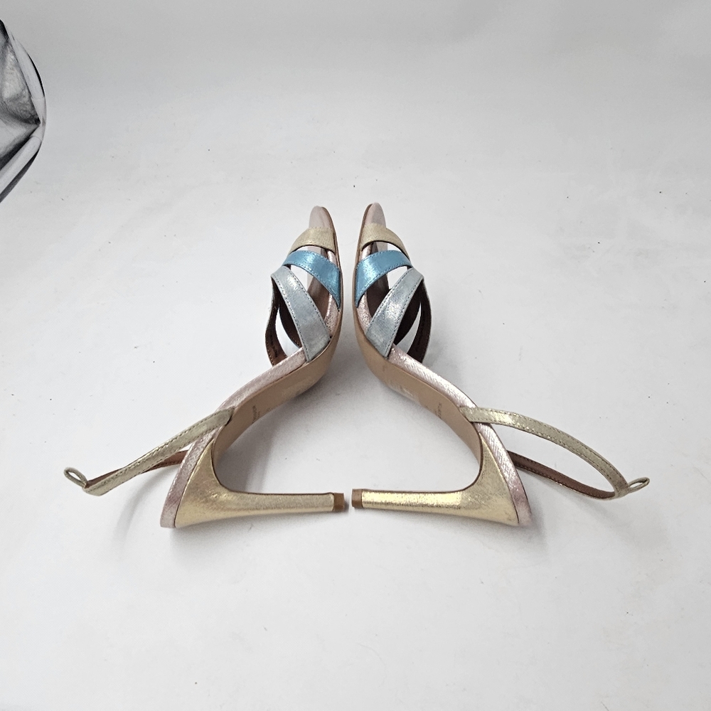Kurt Geiger Metallic Gold, Silver & Blue Strappy Heels - Picture 6 of 9
